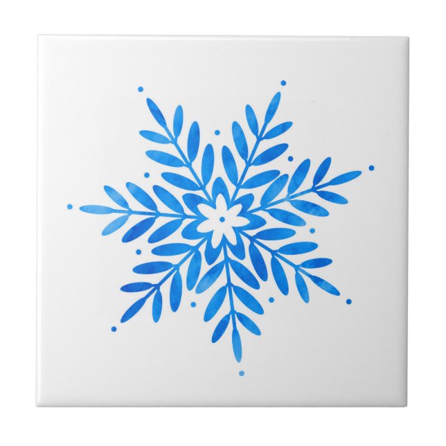Blaue Snowflake Keramik Tile Fliese (Vorderseite)