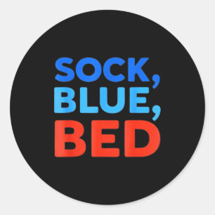 Blaue Socke Bett Lustiges Meme  Runder Aufkleber
