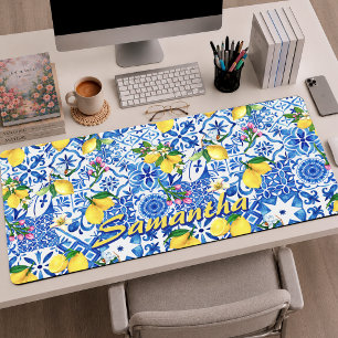 Blaue Sommer-Sizilianische Amalfi-Majolika-Fliesen Schreibtischunterlage