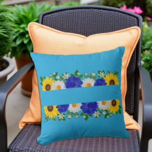 Blaue Sommerhimmel-Blumen Kissen