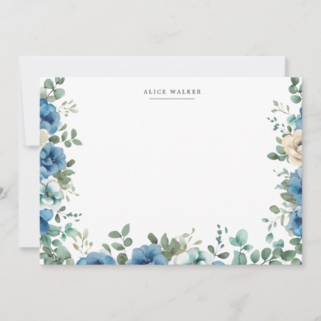 Blaue Sonata-Garten-Blumen-Schreibwaren-Notizkarte Mitteilungskarte (Vorderseite)