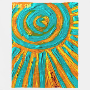Blaue Sonne Fleecedecke
