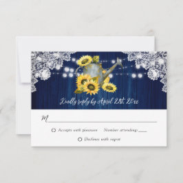 Blaue Sonnenblume Wasser kann Hochzeit Holz RSVP Karte