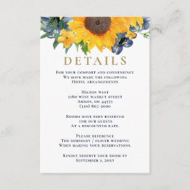 Blaue Sonnenblume Wasserfarbe Hochzeit rustikal Begleitkarte