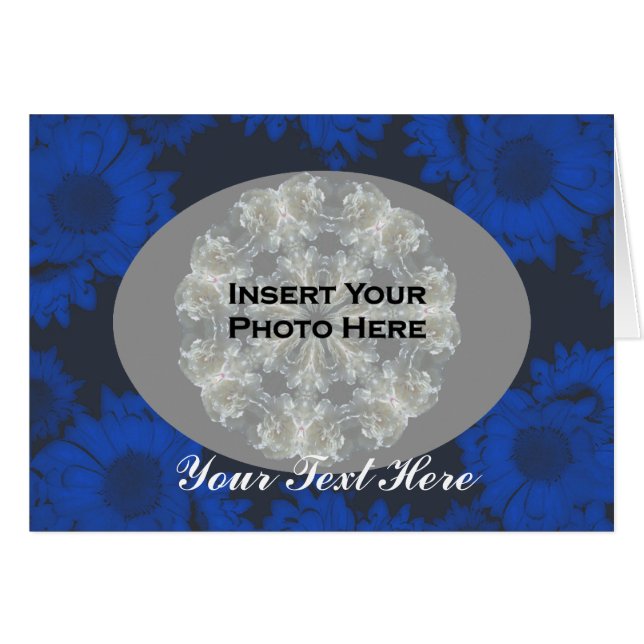 Blaue Sonnenblumen Design Blumenbild-Karte (Vorderseite (Horizontal))