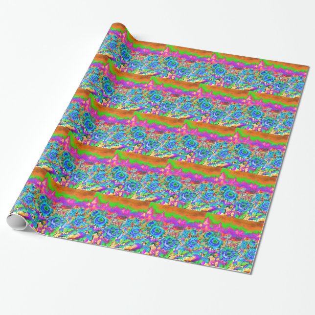 Blaue Sonnenblumen Geschenkpapier (Ungerollt)