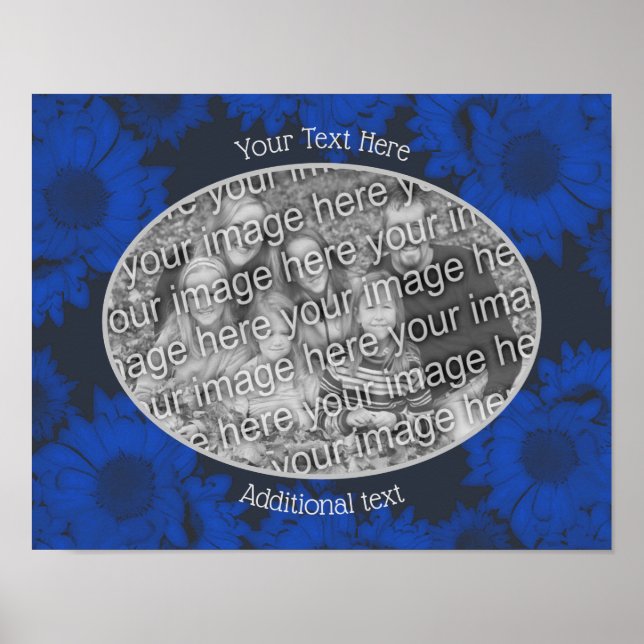 Blaue Sonnenblumen Ihrem Foto Personalisiert Poster (Vorne)