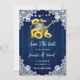 Blaue Sonnenblumenblume, Holzwasser kann Hochzeit  Save The Date