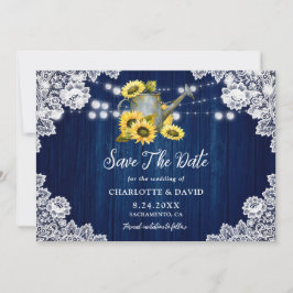 Blaue Sonnenblumenblume mit Spitzhackenwasser Hoch Save The Date