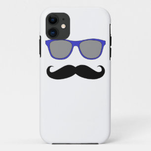 Blaue Sonnenbrille und schwarzer Schnurrbart iPhone 11 Hülle