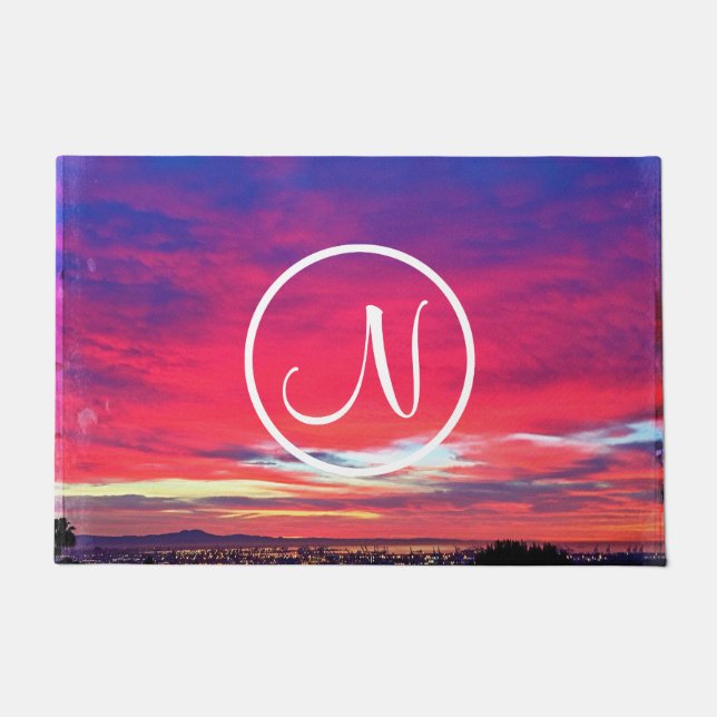 Blaue Sonnenuntergänge Foto, kundenspezifisch mono Fußmatte (Vorderseite)