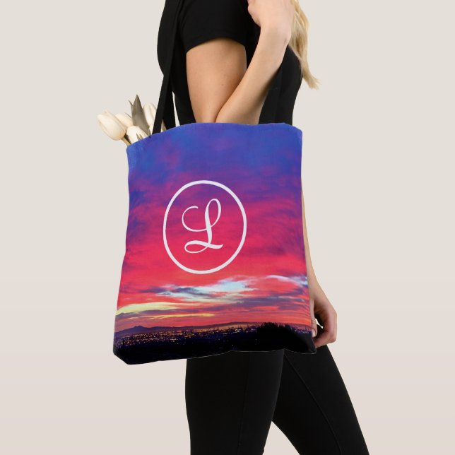 Blaue Sonnenuntergänge Foto, kundenspezifisch mono Tasche (Von Nahem)