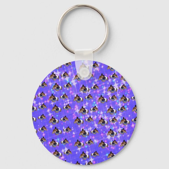 Blaue Sparkle-Guinea Schweine, Schlüsselring Schlüsselanhänger (Vorderseite)