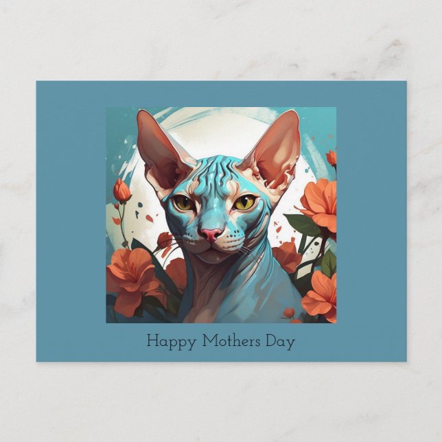 Blaue Sphinx Muttertag Postkarte (Vorderseite)