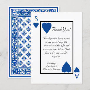 Blaue Spielkarten Las Vegas Hochzeits-Dankeskarten Einladung