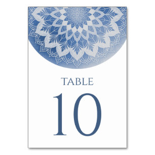 Blaue Spitze Mandala Hochzeit Tischnummer