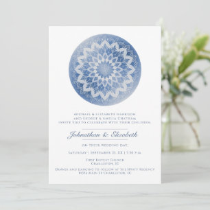 Blaue Spitzen-Mandala-Hochzeit Einladung