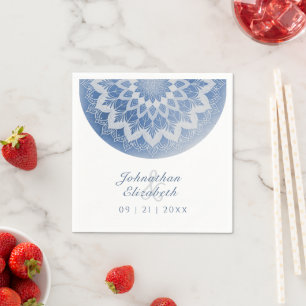 Blaue Spitzen-Mandala-Hochzeitsservietten Serviette