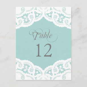 Blaue Spitzenhäubchen Hochzeit Tischnummer Tischka