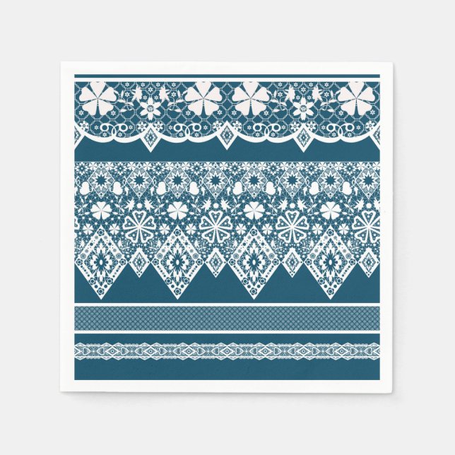 Blaue Spitzentypen. Serviette (Vorderseite)