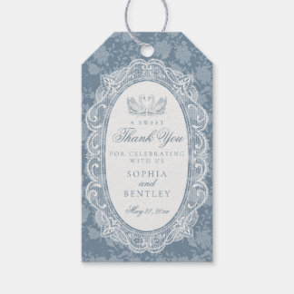Blaue Spitzenuntersetzer Vintage Floral Brautparty Geschenkanhänger