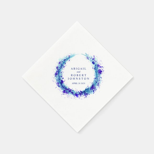 Blaue Splash-Kranz Wasserfarben-Servietten Serviette (Ecke)