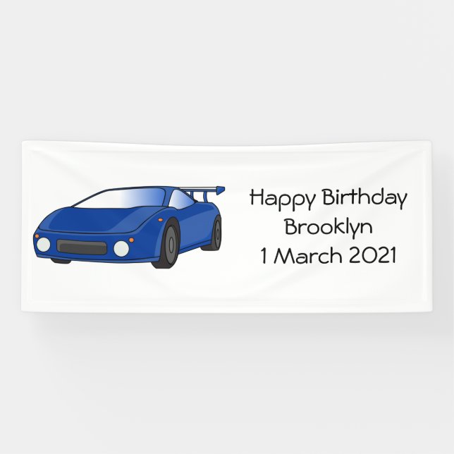 Blaue Sportwagen mit Airfolienillustrierung Banner (Horizontal)