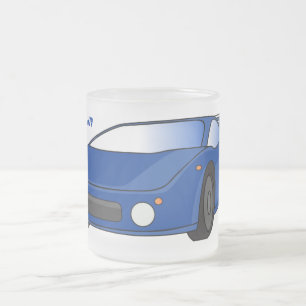 Blaue Sportwagen mit Airfolienillustrierung Mattglastasse