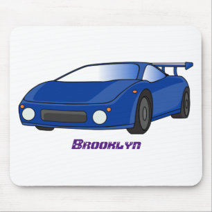 Blaue Sportwagen mit Airfolienillustrierung Mousepad