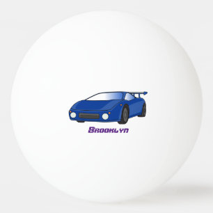 Blaue Sportwagen mit Airfolienillustrierung Tischtennisball