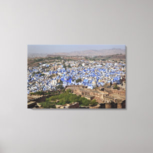 Blaue Stadt von der Mehrangarh-Festung aus gesehen Leinwanddruck
