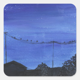 Blaue Stadtlandschaft-Aufkleber Quadratischer Aufkleber