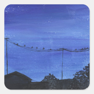 Blaue Stadtlandschaft-Aufkleber Quadratischer Aufkleber