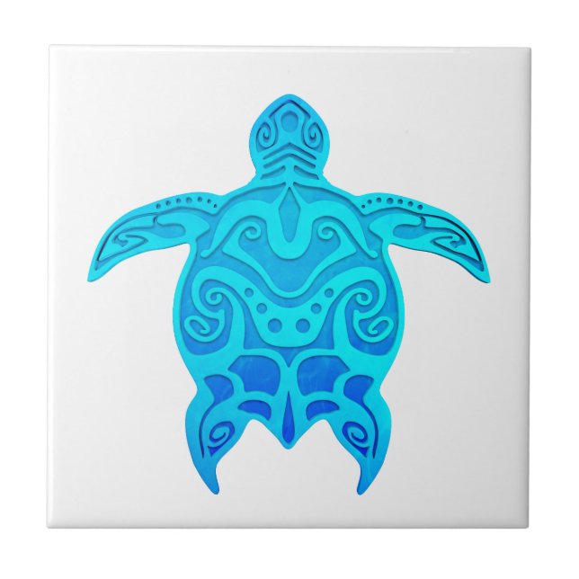 Blaue Stammes- Schildkröte Fliese (Vorderseite)