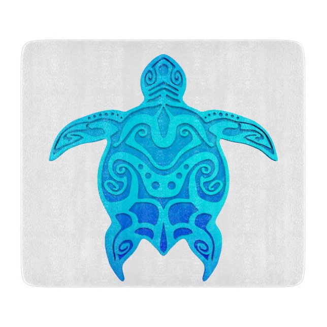 Blaue Stammes- Schildkröte Schneidebrett (Vorderseite)