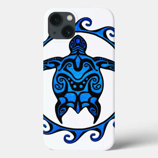 Blaue Stammes- Schildkröte Sun Case-Mate iPhone Hülle (Rückseite)