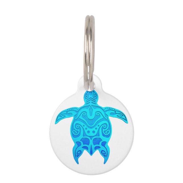 Blaue Stammes- Schildkröte Tiernamensmarke (Vorderseite)