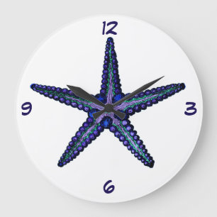 Blaue Starfish Große Wanduhr