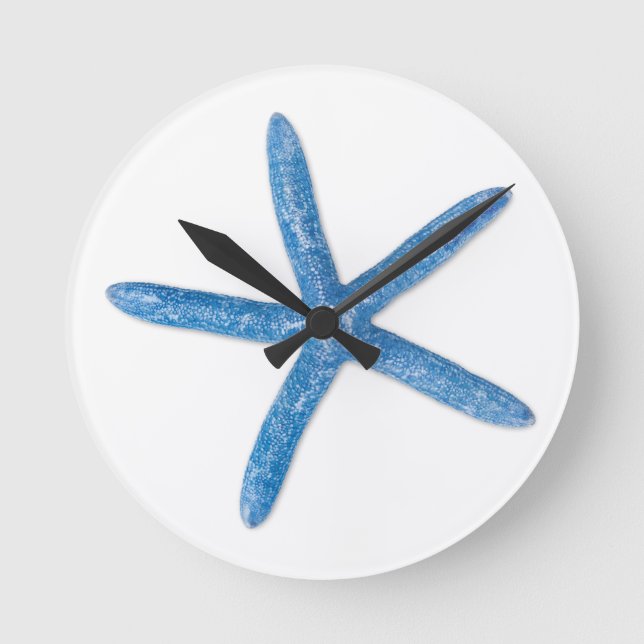 Blaue Starfish Runde Wanduhr (Vorderseite)