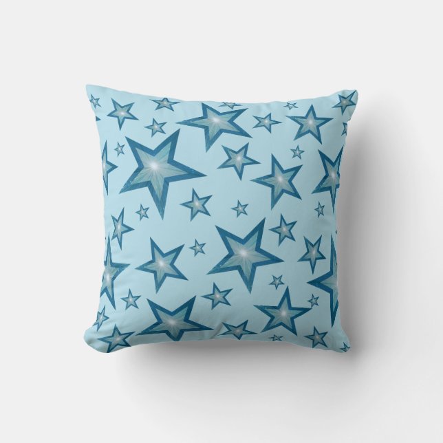 Blaue Stars bedruckt, viereckig blass Kissen (Vorderseite)
