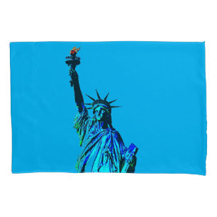 Blaue Statue der Lady Liberty Kissenbezug