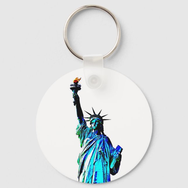 Blaue Statue der Lady Liberty Schlüsselanhänger (Vorderseite)