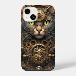 blaue Steampunk-Katze AI-Kunst Case-Mate iPhone 14 Hülle