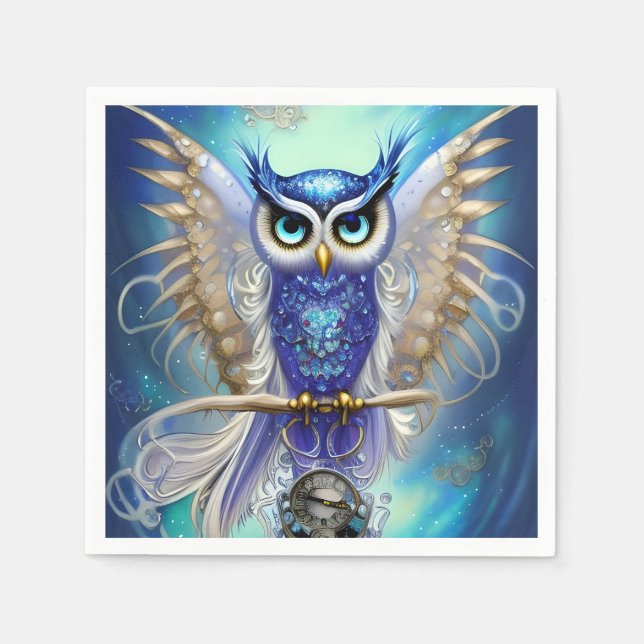 Blaue Steampunkuppe Serviette (Vorderseite)