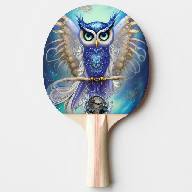 Blaue Steampunkuppe Tischtennis Schläger (Vorderseite)