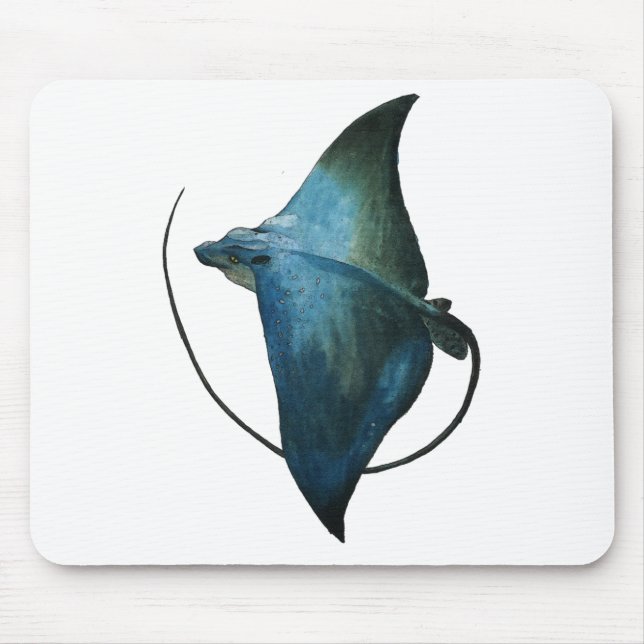Blaue Stechrochen-Illustration Mousepad (Vorne)