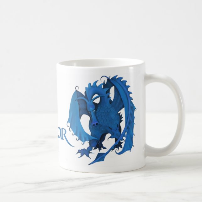 Blaue stehende Drache-Tasse - Oscar Kaffeetasse (Rechts)