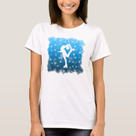 Blaue Steigungs-Zahl Skaten im weißen Schnee T-Shirt