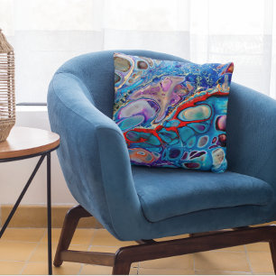 Blaue Steinmarmor-Optik Fluid Art Kissen Violett R