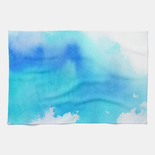 Blaue Stelle, abstraktes handgemaltes des Geschirrtuch (Horizontal)